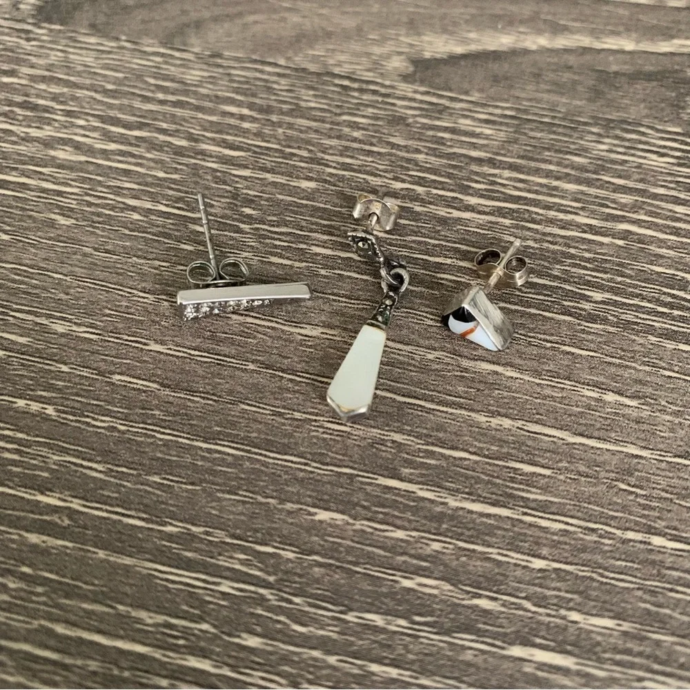 Earring Lot Sterling Silver 925 Rebecca Minkoff Hematite Triangle Stud
